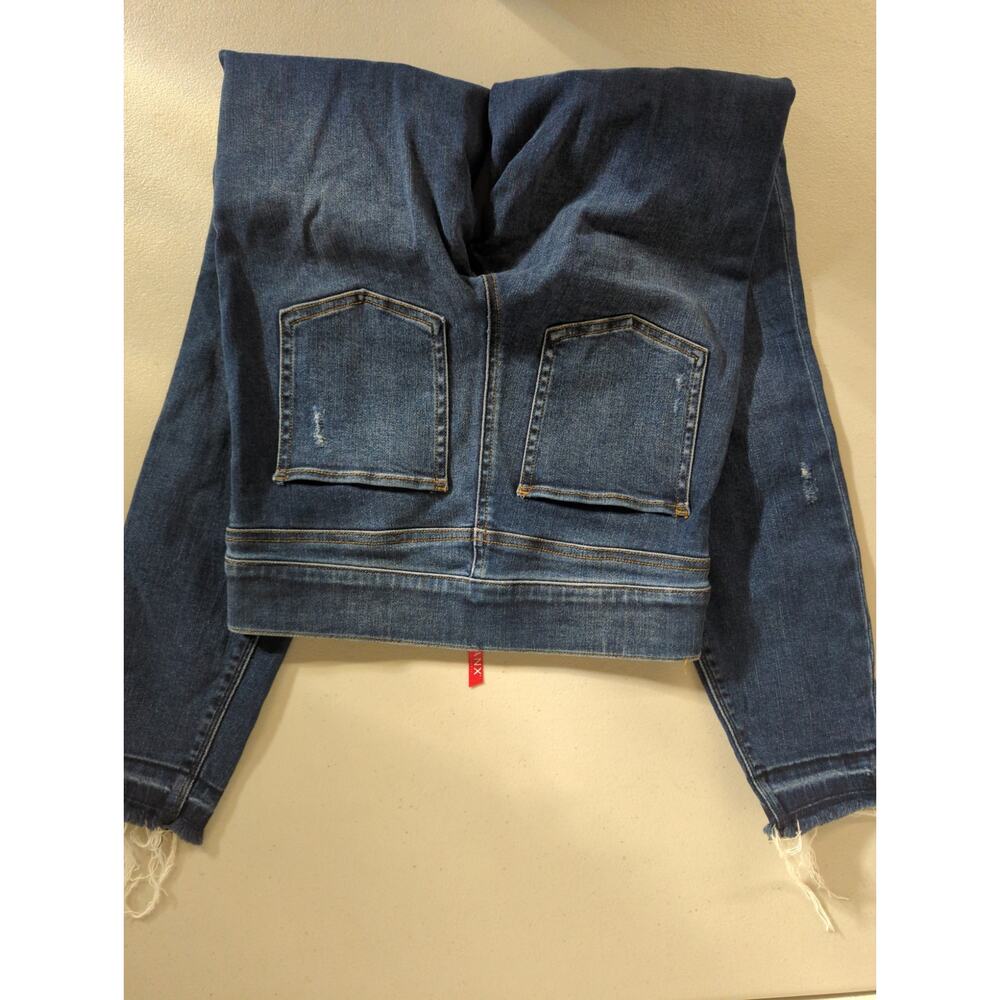 new Spanx Sz XS Pull-On Release Raw Hem Stretch High Rise Blue Skinny Jeans - Picture 5 of 6